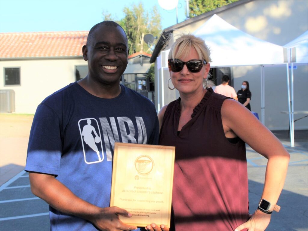 Captain Jabari Williams of the Los Angeles County Sheriff’s Department and Sycamores’ Gina Peck-Sobolewski