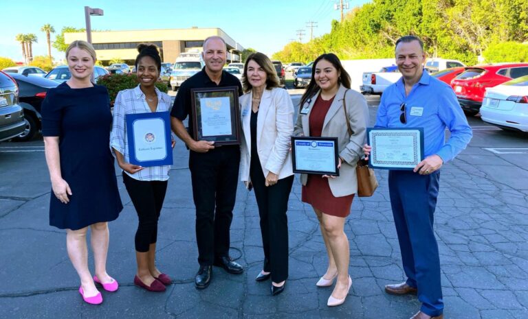 Palm Springs City Councilmember Christy Holstege; Jessika Pollard, Field Representative from Assembly Member Chad Mayes’ office; Glenn Miller, District Director from Senator Melissa Melendez’s office; Sycamores’ Debbie Manners; Amy Cuen, District Representative from Riverside County Board of Supervisor Manuel Perez’s office; and Sycamores’ Nick Ryan.